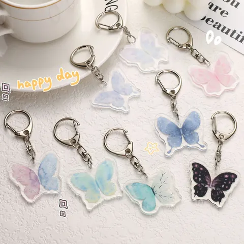 Llavero de Mariposa de Acrílico Estilo Y2K Lindo Colgante de Bolsa para Niña Mariposa Colorida Degradada para Mochila