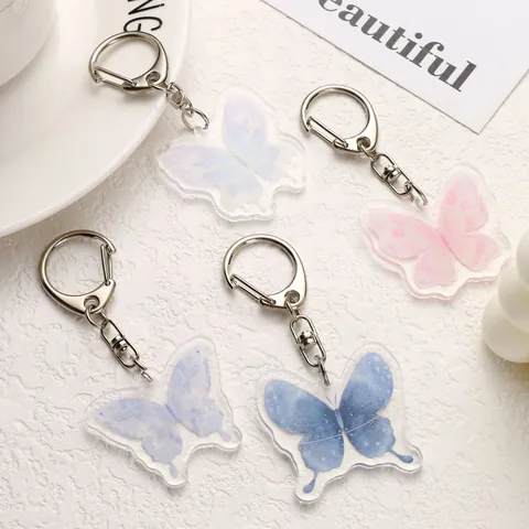 Llavero de Mariposa de Acrílico Estilo Y2K Lindo Colgante de Bolsa para Niña Mariposa Colorida Degradada para Mochila