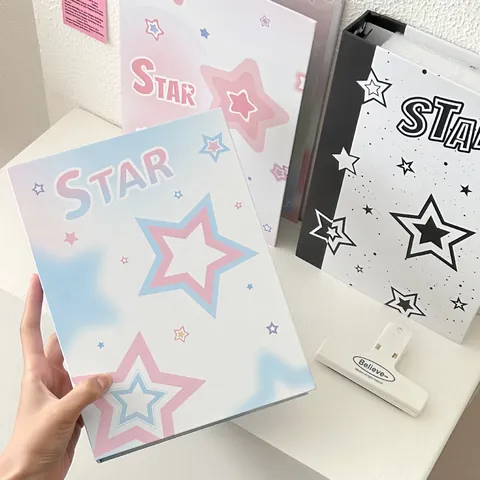 Álbum De Fotos De Hojas Sueltas A5 Estrella Degradada Y2K Libro De Colección De Tarjetas Organizador De Almacenamiento Para Fotos Kpop