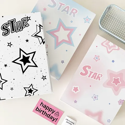 Álbum De Fotos De Hojas Sueltas A5 Estrella Degradada Y2K Libro De Colección De Tarjetas Organizador De Almacenamiento Para Fotos Kpop
