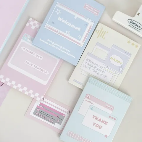 Biglietti d'Auguri UI Computer Retro Stile Coreano Ins Colore Macaron Biglietti Messaggio Pieghevoli Per Decorazione Regalo Festa Compleanno