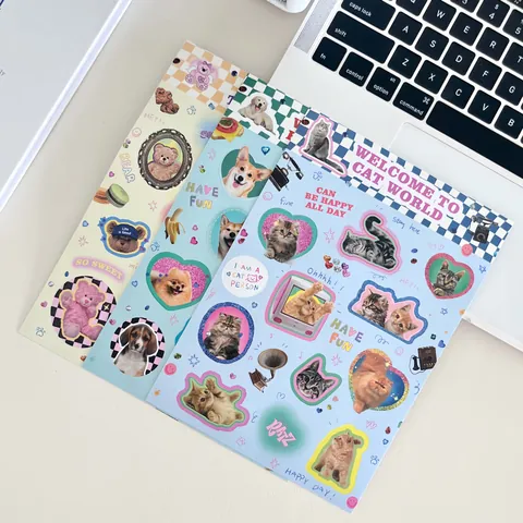 Retro Y2K Cartoon Dieren Stickers Voor Scrapbooking Journaling Decoratie Beer Hond Kat DIY Briefpapier Esthetische Decoratieve Labels
