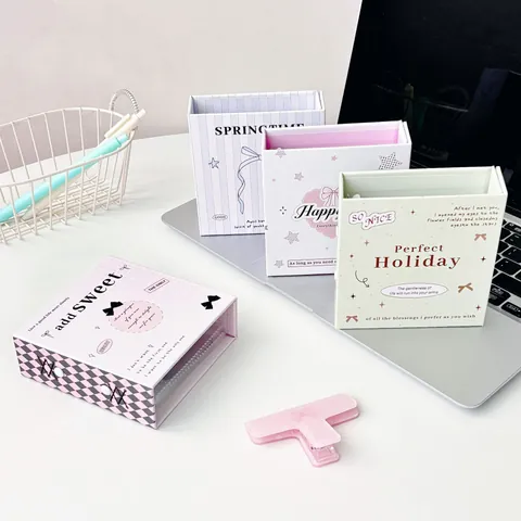 Korean Style Ballet Bow Magnetic Photocard Collect Book Mini Star Heart Pattern Decorative Paper Storage Album For Photos