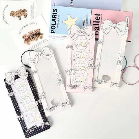 Acrylic Ballet Bow Photo Card Holder With Colorful Wire Keyring Sweet Four Grid Pattern Idol Photo Protector Pendant Stationery