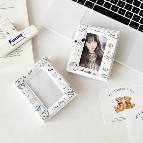 Cartoon Doodle Puppy Cat PVC Photocard Album Envelope Style Mini Storage Book For Idol Cards Polaroid Office Stationery