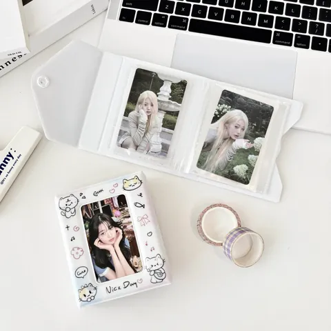 Cartoon Doodle Puppy Cat PVC Photocard Album Envelope Style Mini Storage Book For Idol Cards Polaroid Office Stationery