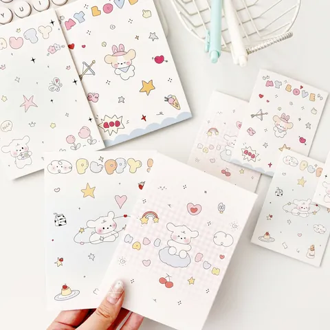 Tarjeta de Felicitación Plegada de Perro de Dibujos Animados Estilo Grafiti Cartulina Blanca Papelería Material Regalo DIY