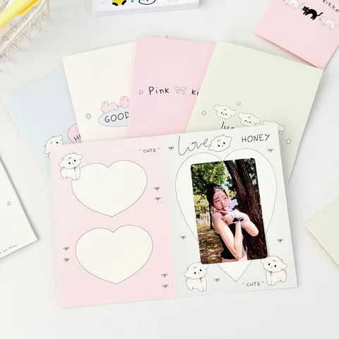Tarjetas de Felicitación Plegadas de Animales de Dibujos Animados para Escribir Mensajes DIY Material de Scrapbooking Cartulina