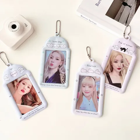 Porta Fotocartoline in PVC Cartoon Cane Coniglio Gatto Con Catena a Sfere Stile Coreano Protezione per Carte ID Bus Studenti