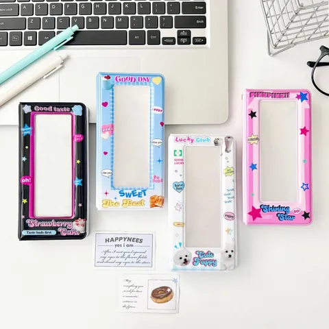 Y2K American Style 4-Grid Card Holder PVC Photocard Binder Collection Album For Idol Star Chasing Students Daily Storage Case
