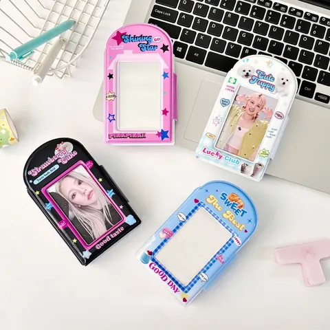 Album Photo en PVC Dessin Animé Américain Rétro Y2K Classeur de Cartes Instax Trois Pouces Pour Cartes Idol Organiseur À Bouton Pression