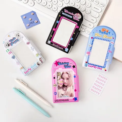 Album Photo en PVC Dessin Animé Américain Rétro Y2K Classeur de Cartes Instax Trois Pouces Pour Cartes Idol Organiseur À Bouton Pression