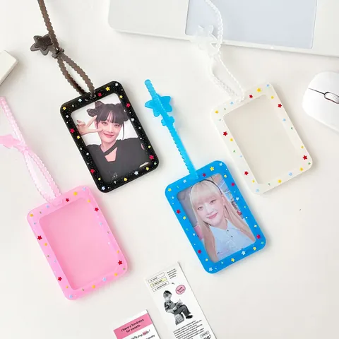 Süße Sterne Silikon Fotokartenhalter Mit Stern Lanyard Glitzer ID Kartenhülle Für Studenten Idol Fotokarten Aufbewahrungstasche