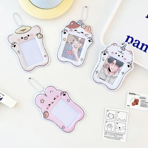 Portatarjetas de PVC con Forma de Animal de Dibujos Animados Funda Transparente para Insignia Con Cadena para Fotos Idol