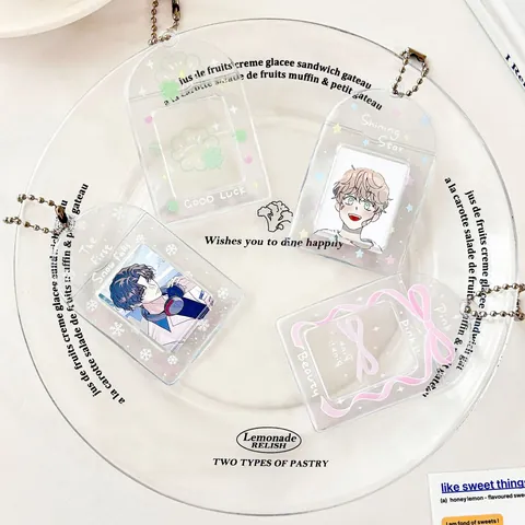Portacarte Trasparente in PVC Portachiavi Con Disegni di Stelle Fiocchi di Neve Quadrifogli e Fiocchi per Carte ID Kpop