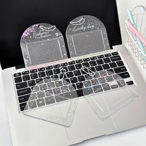 Transparente PVC Kartenhülle Glitzer Kirschblüte Kleeblatt Stern Muster ID Badge Schutzhülle Fotokartenetui Damen
