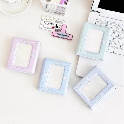 3 Zoll Mini Photocard Sammelalbum PVC Engelsflügel Sterne Muster Kleines Fotoalbum Für Kpop Star Card Sammlung Ordner Fall