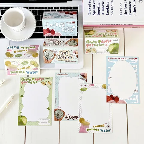American Vintage Dessert Paper Cardboard Header And Back With Fruit Illustration For Photocard Packing Gift Packaging For Girls