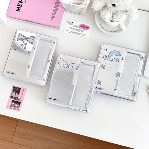 Silber Spiegel PVC Fotokarten Ordner Vier Raster Fotoalbum Kpop Star Karten Sammler Aufbewahrung Für Instax Mini Foto Mädchen Geschenk