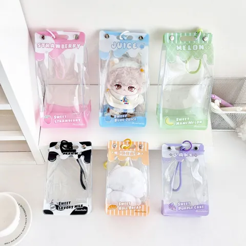 Bolsa de Almacenamiento de Muñecas de PVC Transparente en Forma de Caja de Bebida Estuche de Exhibición Portátil