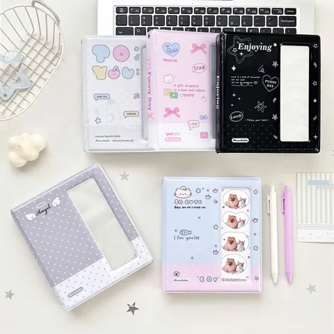 Cartoon Polka Dot Cat Mini Photo Album 3 Inch Polaroid Card Holder PVC Loose Leaf Kpop Photocard Binder Storage Organizer
