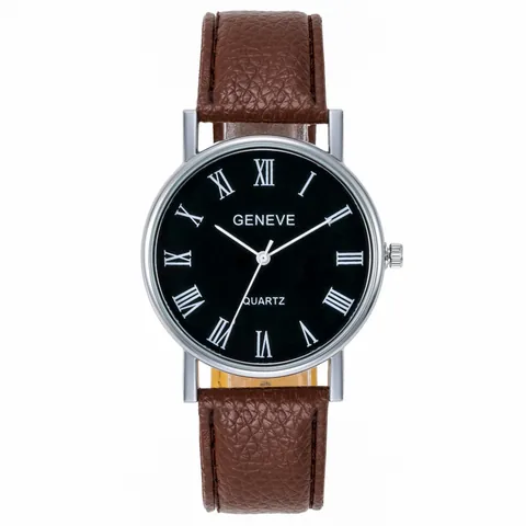 Herren Business Casual Armbanduhr Römische Ziffern Zifferblatt Quarzwerk Legierungsgehäuse Kunstlederarmband Klassisch Mode Minimalistisch