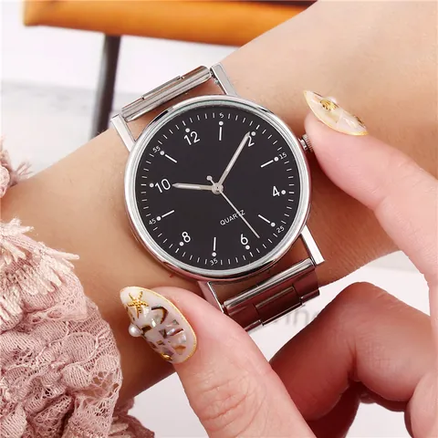 Reloj de Cuarzo de Acero Inoxidable Negocios Casual para Hombre Mujer Esfera Redonda Analógica Luminosa Caja de Aleación Joyería Regalo