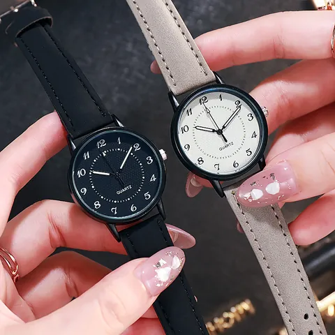 Reloj de Cuarzo para Mujer Luminoso Impermeable de Moda Esfera Redonda Minimalista Analógico con Textura de Celosía Correa de Piel Sintética Casual Negocios