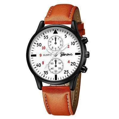 Men's Quartz Watch Luminous Large Dial Fashion Casual Business Wristwatch With Faux Leather Strap Geneva Wrist Watch Gift