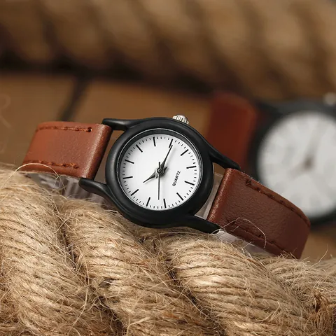 Juego de Relojes de Cuarzo para Pareja Minimalista Con Correa de Piel Sintética Caja de Aleación Redonda Reloj de Pulsera Analógico Casual para Hombres Mujeres Regalo