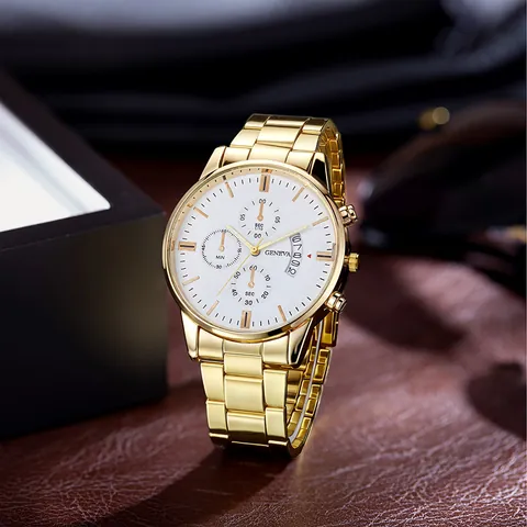 Montre à Quartz Business Décontractée pour Hommes Avec Calendrier Bracelet en Acier Inoxydable Style Chronographe
