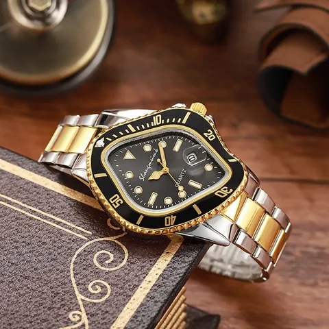 Luxury Men Triangle Twisted Quartz Watch With Stainless Steel Band Asymmetric Dial Calendar Waterproof Business Wristwatch