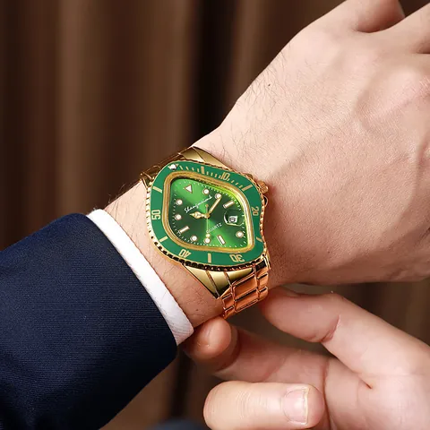 Luxury Men Triangle Twisted Quartz Watch With Stainless Steel Band Asymmetric Dial Calendar Waterproof Business Wristwatch