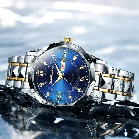 Reloj de Cuarzo de Lujo para Hombre Impermeabile Luminoso Doble Calendario Estilo Negocios Correa de Aleación Joyería de Moda Hombre