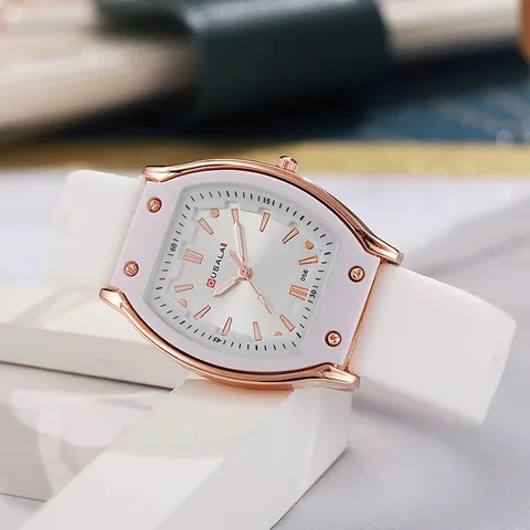 Reloj de Cuarzo Tonneau de Moda para Mujer Correa de Silicona Caja de Aleación Elegante Casual Reloj de Pulsera Regalo para Damas
