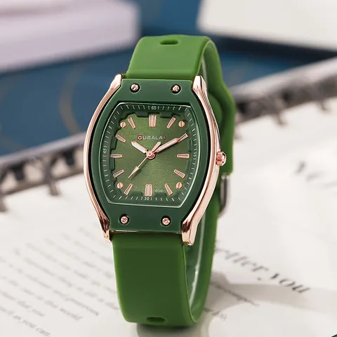 Reloj de Cuarzo Tonneau de Moda para Mujer Correa de Silicona Caja de Aleación Elegante Casual Reloj de Pulsera Regalo para Damas