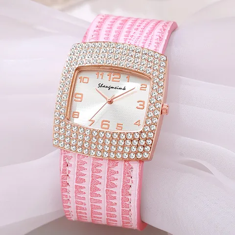 Lussuoso Orologio da Donna al Quarzo Quadrato Quadrante con Strass Cinturino in Ecopelle Motivo Serpente Orologio da Polso Analogico