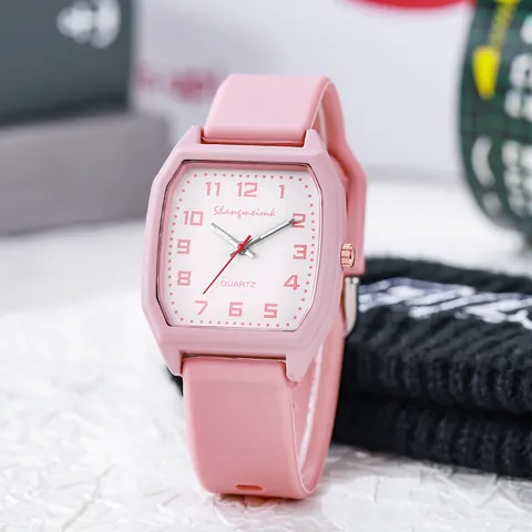 Minimalist Silicone Strap Quartz Watch For Women Students Octagonal Dial Casual Analog Wristwatch Fashion Jewelry Gift