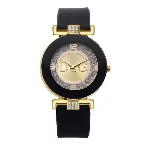 Mode Damen Quarzuhr Mit Silikonarmband Strass Rund Analog Lässige Armbanduhr Für Studentinnen