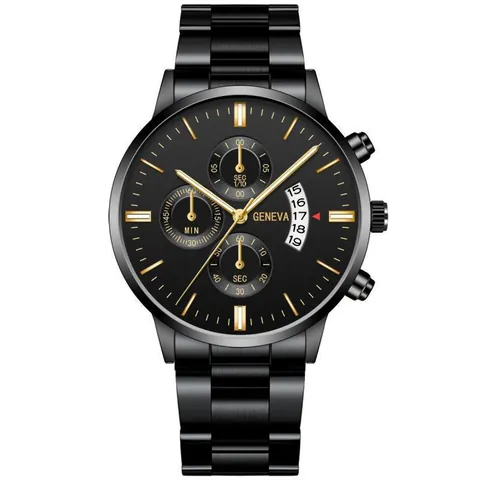 Heren Quartz Horloge Legering Kast Roestvrij Stalen Band Kalender Chronograaf Ronde Wijzerplaat Zakelijk Elegant