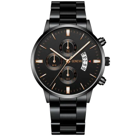 Heren Quartz Horloge Legering Kast Roestvrij Stalen Band Kalender Chronograaf Ronde Wijzerplaat Zakelijk Elegant
