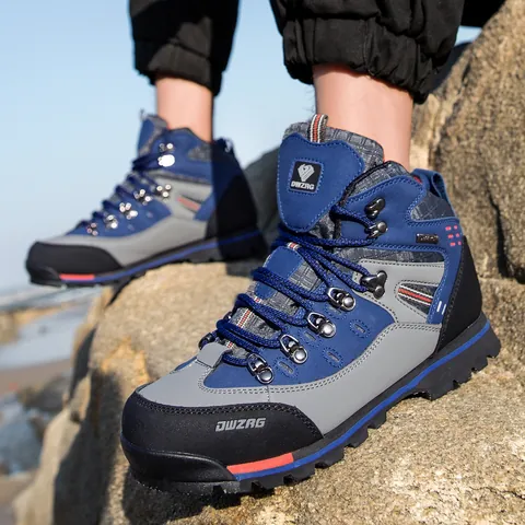Scarponi da Trekking Alti da Uomo in Vera Pelle Antiscivolo Resistenti all'Usura Scarpe da Outdoor Trekking Calzature per Alpinismo