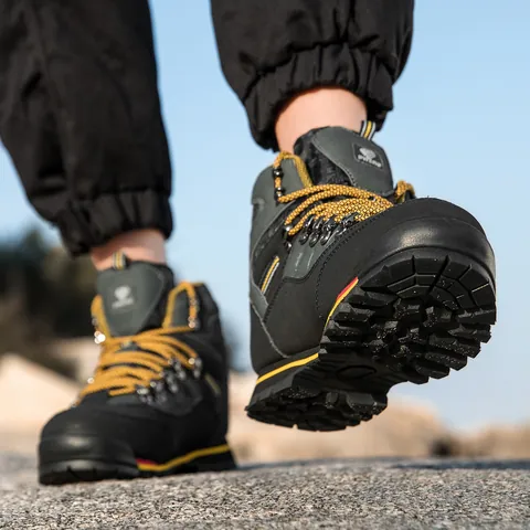 Scarponi da Trekking Alti da Uomo in Vera Pelle Antiscivolo Resistenti all'Usura Scarpe da Outdoor Trekking Calzature per Alpinismo