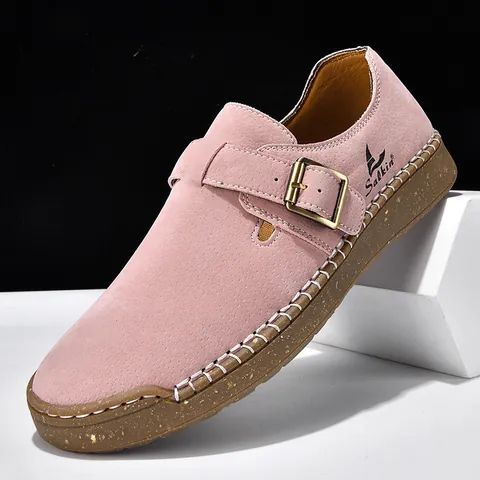 Women Suede Flat Shoes Minimalist Birkenstock Style Nurse Shoes Comfortable Suede Buckle Casual Shoes Non-Slip Soft Sole