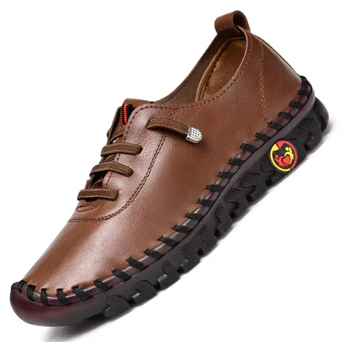 Women's Casual Microfiber Leather Loafers Hand Stitched Soft Beef Tendon Sole Slip On Flat Walking Shoes For Daily Comfortable
