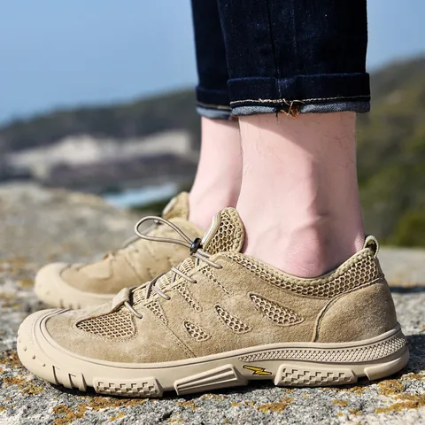Zapatos de Agua para Hombre al Aire Libre Transpirables Secado Rápido Malla Antideslizante Suela de Goma Sandalias de Senderismo para Pesca Playa