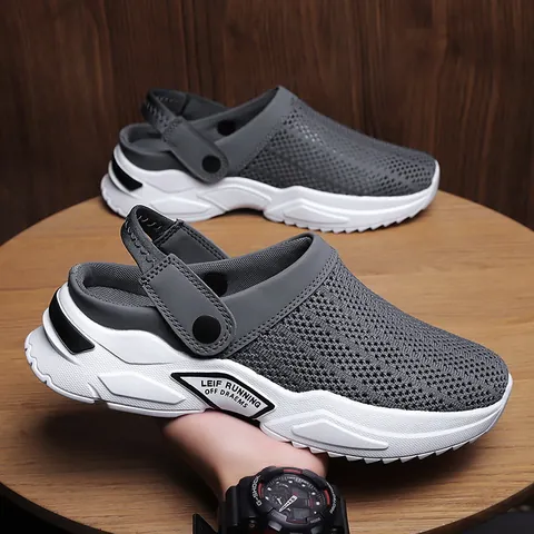 Men Breathable Mesh Sandals Lightweight Sport Slippers Thick Sole Dual Use Wear Beach Shoes For Men Casual Outdoor Footwear