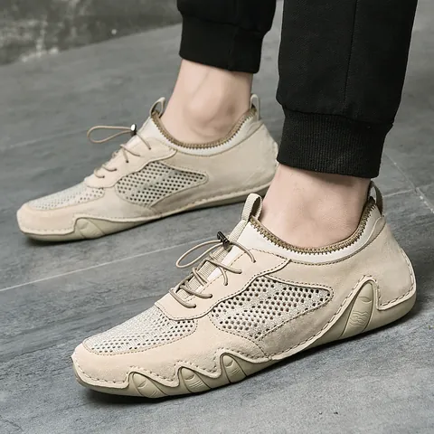Ανδρικά Casual Διχτυωτά Αναπνεύσιμα Sneakers Δερμάτινα Παπούτσια Εξωτερικού Χώρου Αντιολισθητική Σόλα με Ελαστικό Κορδόνι