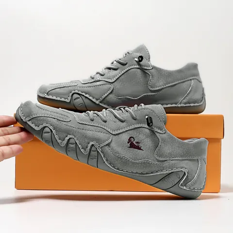 Unisex Casual Outdoor Hiking Shoes Breathable Artificial Leather Wavy Anti Slip Rubber Sole Sporty Walking Shoes For Men Women