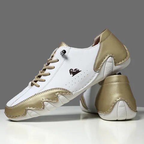 Zapatos Casuales de Cuero de Microfibra de Caña Baja Unisex de Moda con Suela de Ola Antideslizantes y Transpirables para Caminar